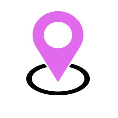 Simge vektör kontrol yer pembe. Beyaz arka plan PIN tabelada göl kenarında. Düz için grafik tasarım, stil logosu, Web, UI, telefon. Eps10