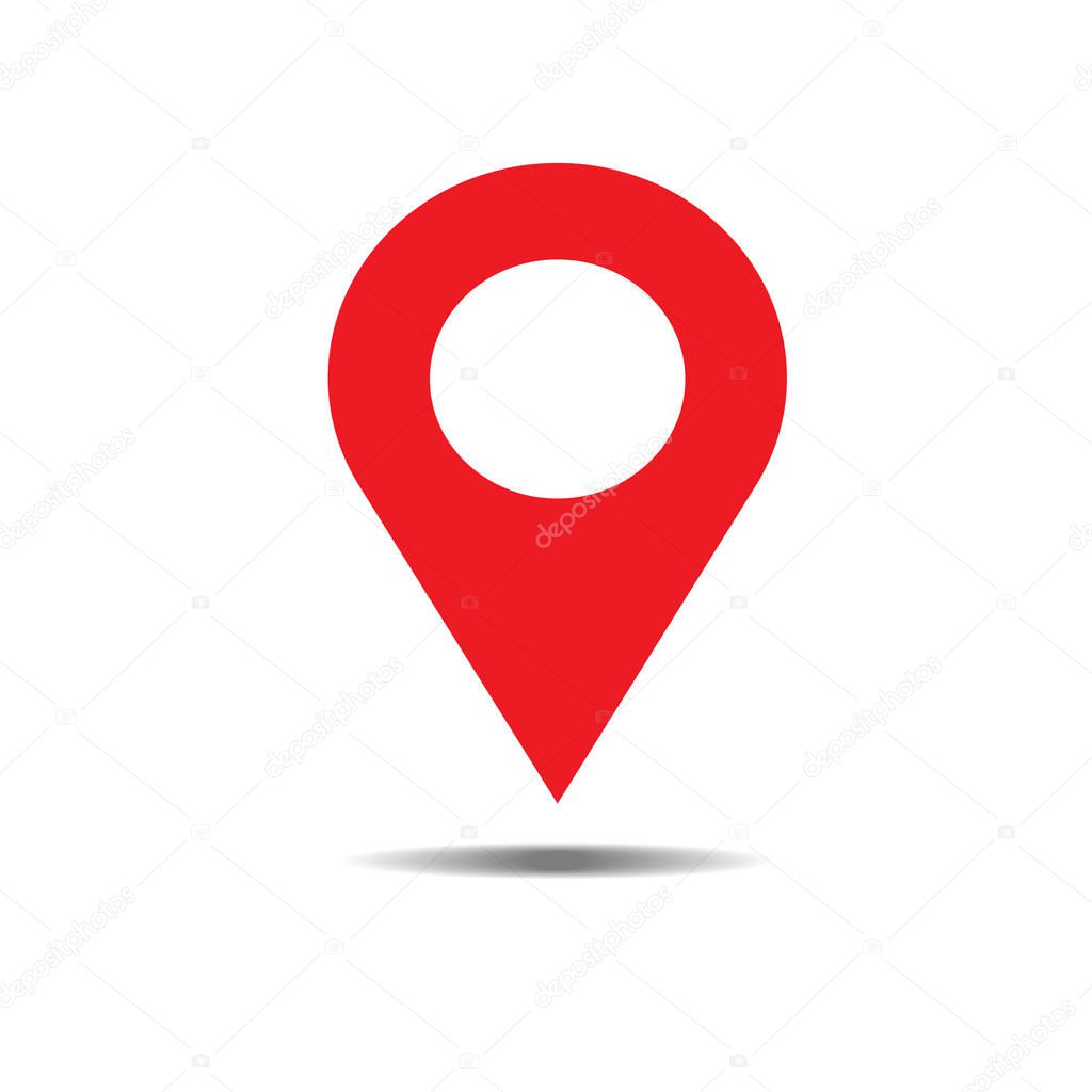 Location red icon vector. Pin sign Isolated on white background. Navigation map, gps, direction, place, compass, contact, search concept. Flat style for graphic design, logo, Web, UI, mobile. EPS10