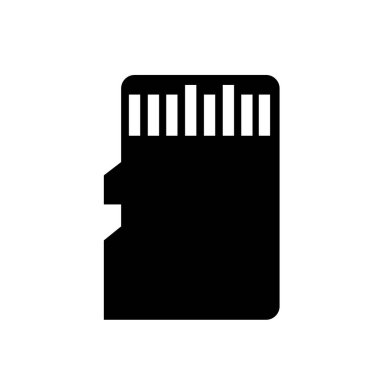Beyaz arka plan üzerinde izole vektör simge mikro Sd Kart. Siyah siluet. Eps10