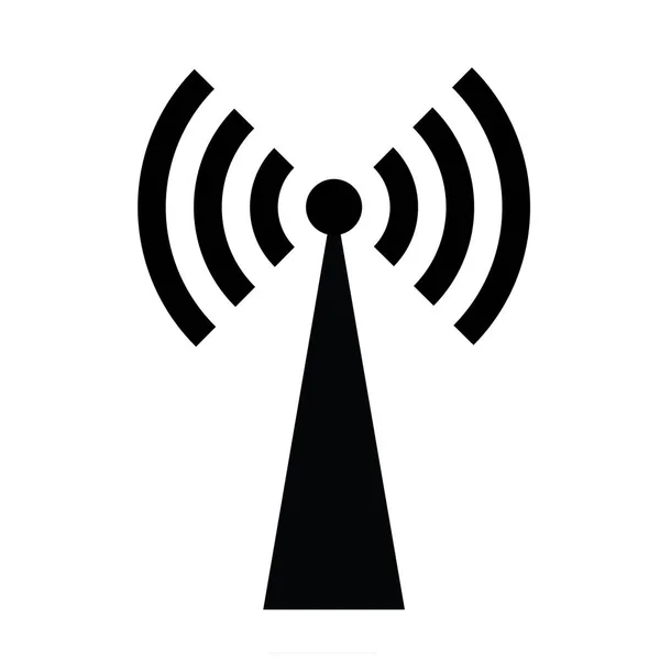 Wi-Fi иконка вектор с антенной, беспроводной интернет знак изолирован на белом фоне, плоский стиль для графического и веб-дизайна или шаблон или шаблон . — стоковый вектор