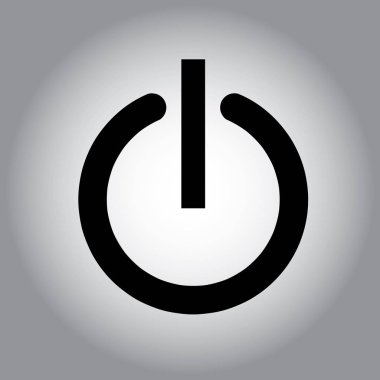 Siyah güç simgesi gri arka plan üzerinde vektör illüstrasyon izole. Eps10