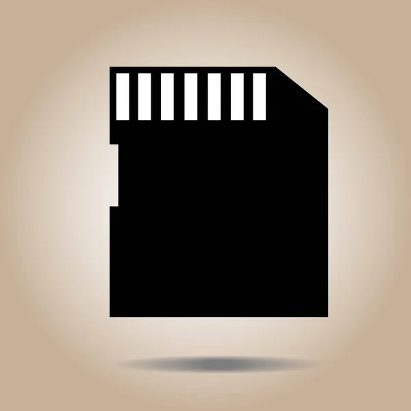Tarjeta Vector Icon SD aislada sobre fondo marrón con sombra. silueta negra. EPS10 — Vector de stock