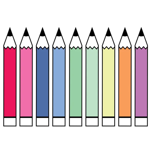 Crayon icône vectorielle de nombreuses couleurs (rouge, rose, violet, vert, orange, bleu) sur fond blanc isolé. illustration EPS10 — Image vectorielle