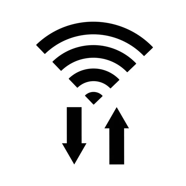 Vector de iconos WIFI con flecha enviar y recibir datos o transferencia, señal de Internet inalámbrica aislada sobre fondo blanco, estilo plano para diseño gráfico y web o plantilla o patrón . — Archivo Imágenes Vectoriales