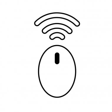 Çizgili desen tarzında beyaz arka plan üzerinde izole bilgisayar kablosuz fare simgesi.