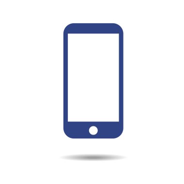 Telefon ya da mavi kutsal kişilerin resmi, vektör çizim gölge ile dokunmatik ekran tarzında smartphone.