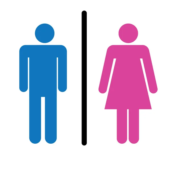 Toilets vector icon. Style is flat rounded wc symbol, blue and pink color, rounded angles, white background. Restroom illustration includes lady and gentleman figures — Stock Vector