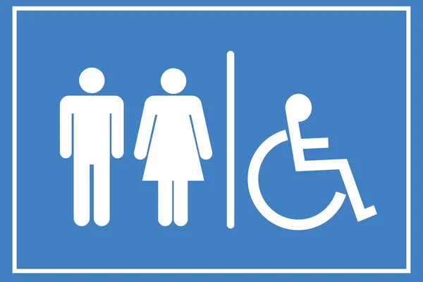 화장실 아이콘 스타일 화장실 화이트 파란색 반올림 장애인 화장실 — 스톡 벡터