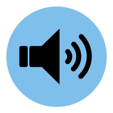 Siyah mavi ses hoparlör ses veya müzik hoparlör ses hattı sanat simgesini uygulamalar ve Web siteleri için gölgeli beyaz backgeound izole. Vektör çizim Eps10