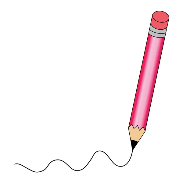 Crayon Icône Vectorielle Rose Avec Une Ligne Noire Sur Fond — Image vectorielle