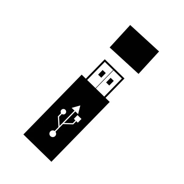 Icône Lecteur Flash Usb Noir Avec Symbole Vecteur Isolé Sur — Image vectorielle