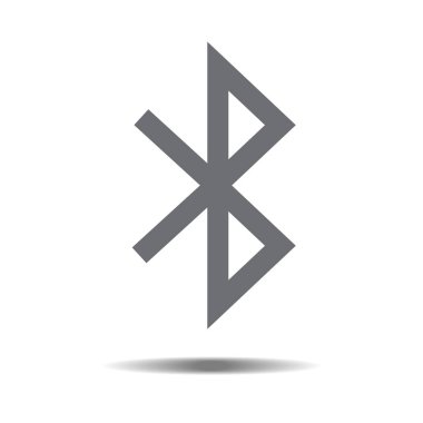 Beyaz arka plan üzerinde izole gölgeli gri simge Bluetooth düz işareti vektör