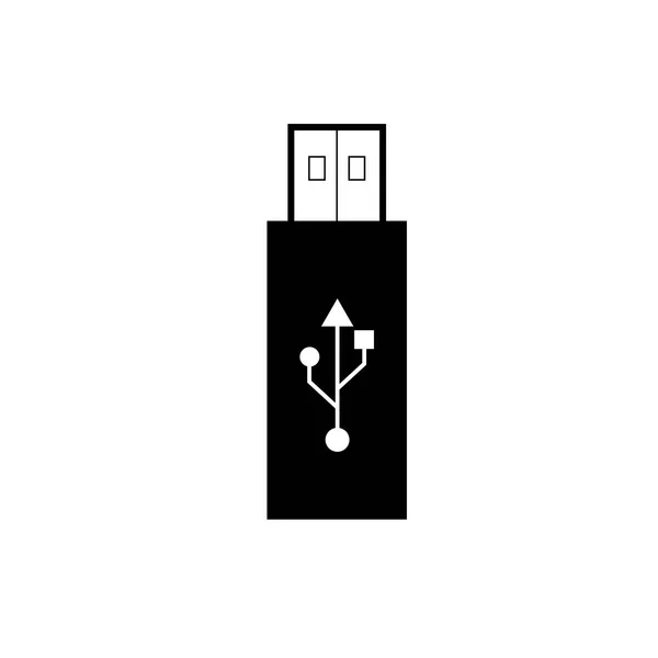 Negro Usb Icono Unidad Flash Con Símbolo Vector Aislado Fondo — Vector de stock