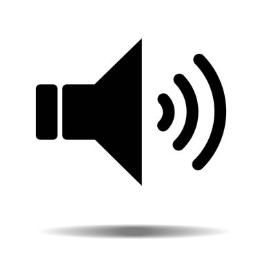 Siyah ses hoparlör ses veya müzik hoparlör ses hattı sanat simgesini uygulamalar ve Web siteleri için gölgeli beyaz backgeound izole. Vektör çizim Eps10