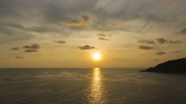 Zeitraffer Der Bewegung Sonnenuntergang Bis Dämmerung Laem Phromthep Aussichtspunkt Strand — Stockvideo