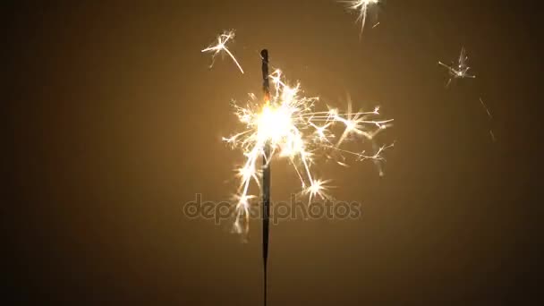 Closeup Lightening Christmas Sparkler Festival — Stock Video