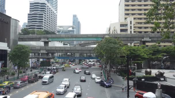 Bangkok March Business Congested Traffic March 2018 Bangkok Downtown Thailand — Stock Video