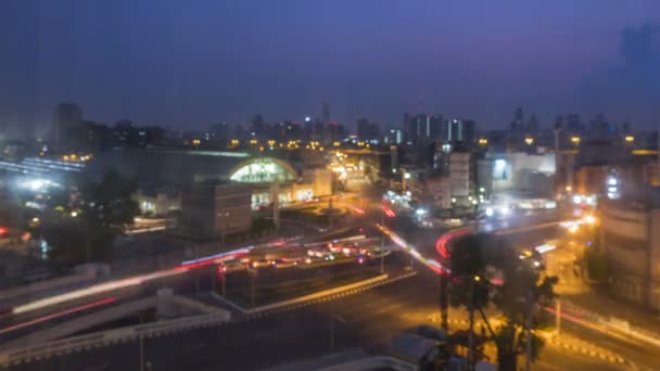 Timelapse Gece Gündüz Şehir Için Bulanık Ile Odak Dışında Odaklanmamış — Stok video