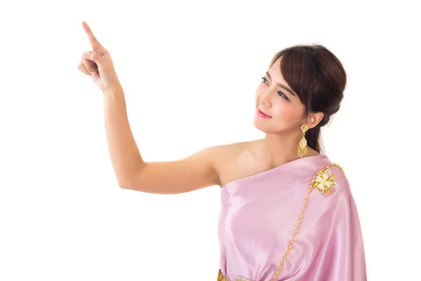 Las Mujeres Están Pie Usando Tela Tradicional Tailandia Dedo Vestido —  Fotos de Stock