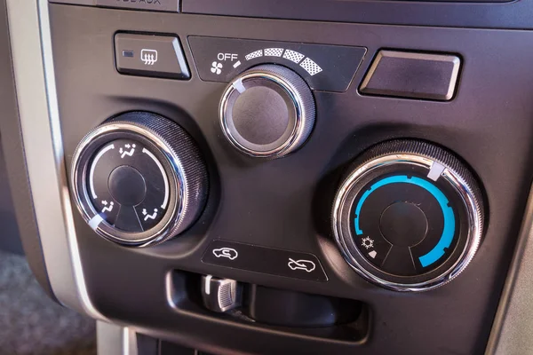 Detalhe Controle Botão Condicionado Dentro Carro — Fotografia de Stock