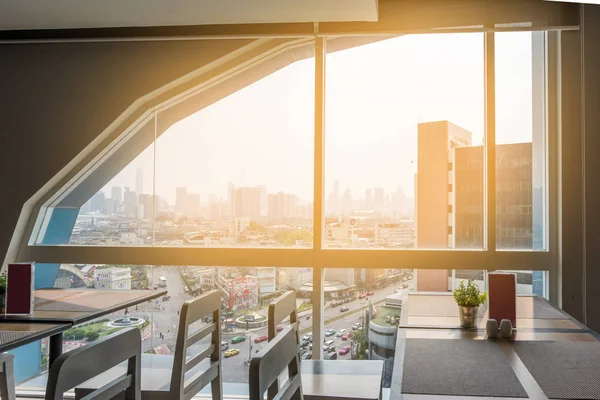 Bangkok Cityscape Downtown District Met Hoog Gebouw Treinstation Bekijken Vanuit — Stockfoto