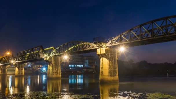 Time Lapse Bridge River Kwai Night Day Inglés Hito Importante — Vídeos de Stock