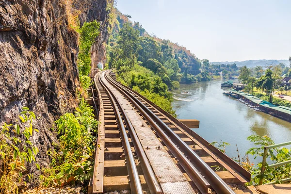 Kanchanaburi Tayland Daki Kwai Nehri Geçen Ölüm Demiryolu Ziyaret Için — Stok fotoğraf