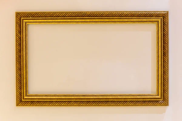 Traditional Golden Picture Frame Antique Vintage Style White Background — Stock Photo, Image