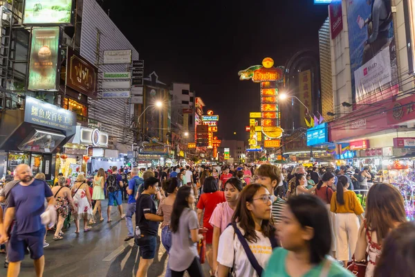 Bangkok Tailandia Enero 2020 Chinatown Yaowarat Vista Calle Con Los — Foto de Stock