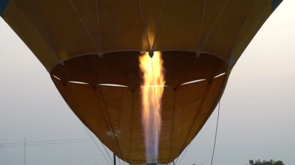 Close Video Propane Gas Fire Burner Colorful Hot Air Balloons — Stock Video