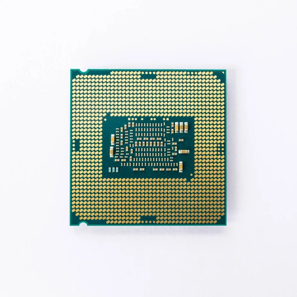 Modern Cpu Processor Chip Isolated White Background Select Focus — Stock Photo, Image