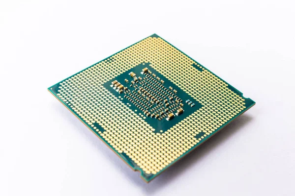 Modern Cpu Processor Chip Isolated White Background Select Focus — Stock Photo, Image
