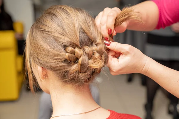 Weave Braid Girl Long Hair Salon — Stock Photo, Image