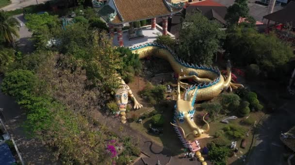 Chiang Mai Thailand Februari Luchtfoto Dragon Tunnels Beeldhouwkunst Bij Kun — Stockvideo
