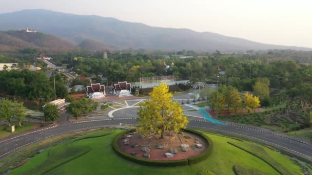 Letecký Pohled Formální Zahrada Royal Park Ratchaphruek Chaingmai Thajsko — Stock video