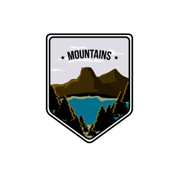 Illustration Design Lac Montagne Vecteur Premium — Image vectorielle