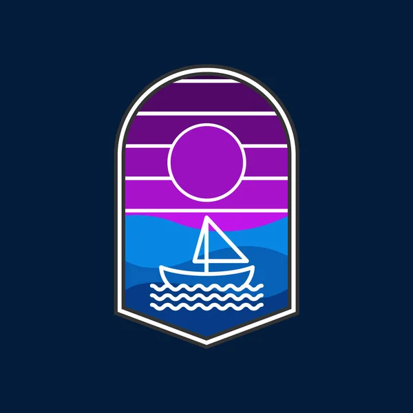 Illustrationsvektorgrafik Des Segelbootemblems Perfekt Für Logos Über Ozeane Und Meere — Stockvektor