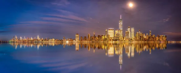 Nova Iorque Nova Jersey Skyline Partir Novo Deck Jersey Pôr — Fotografia de Stock