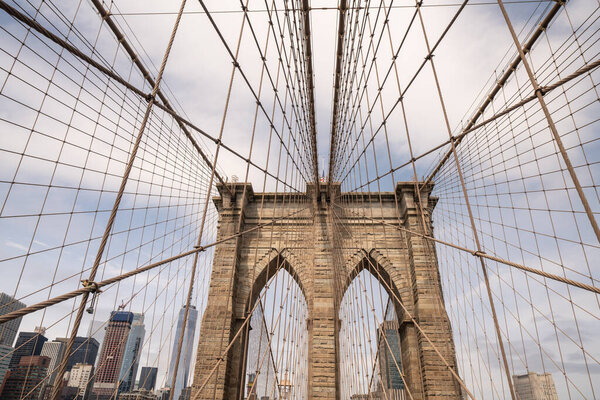 Architecture of Brooklyn bridge in New York