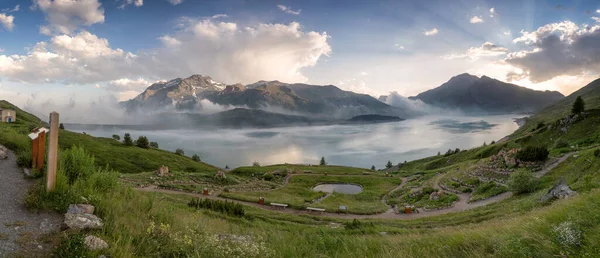 Prairie Verte Printemps Dans Les Alpes Françaises — Photo