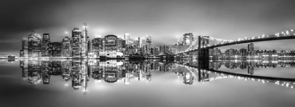 Skyline New York Avec Gratte Ciel Coucher Soleil Sur Brooklyn — Photo