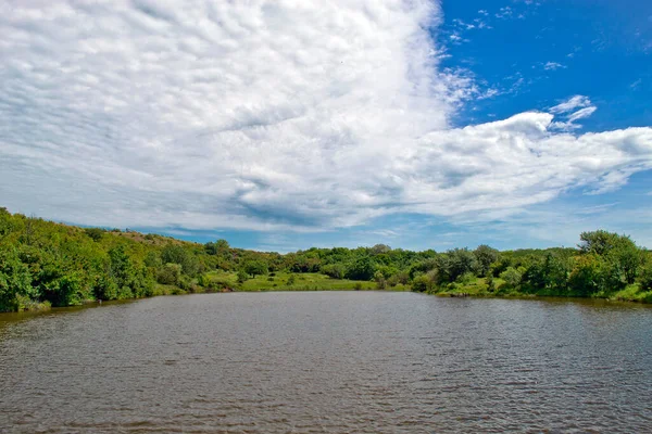 Summer Warm Day River Clouds Sky — Stock Photo, Image