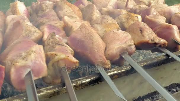 Шашлыки с мясом на бразильском — стоковое видео