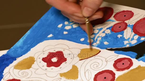 Pinturas de artista niños acuarela cuadro ilustraciones — Vídeos de Stock