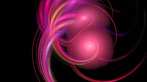 红紫色曲线和球抽象背景 — 图库照片