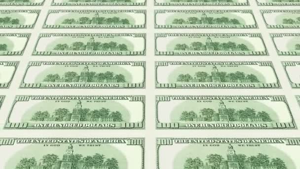 Reverter lado de notas de 100 dólares 3d. Cortados . — Vídeo de Stock