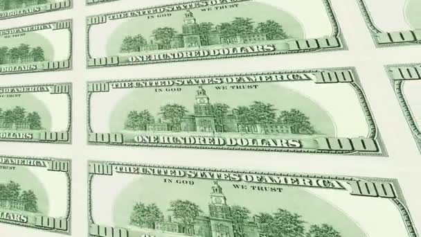 Rubová strana 100 dolarové bankovky v 3d perspektivě — Stock video