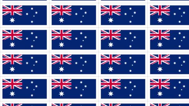 Hoja de postales con bandera nacional de Australia en bucle — Vídeos de Stock