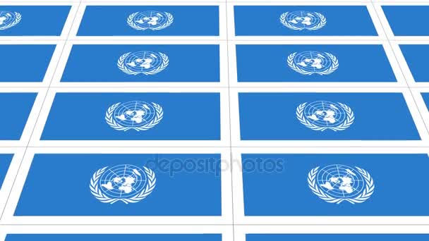 与联合国旗帜环状的明信片 — 图库视频影像