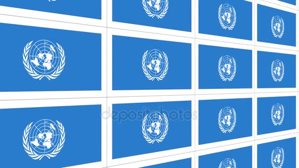 Cartes postales avec drapeau des Nations Unies en boucle — Video